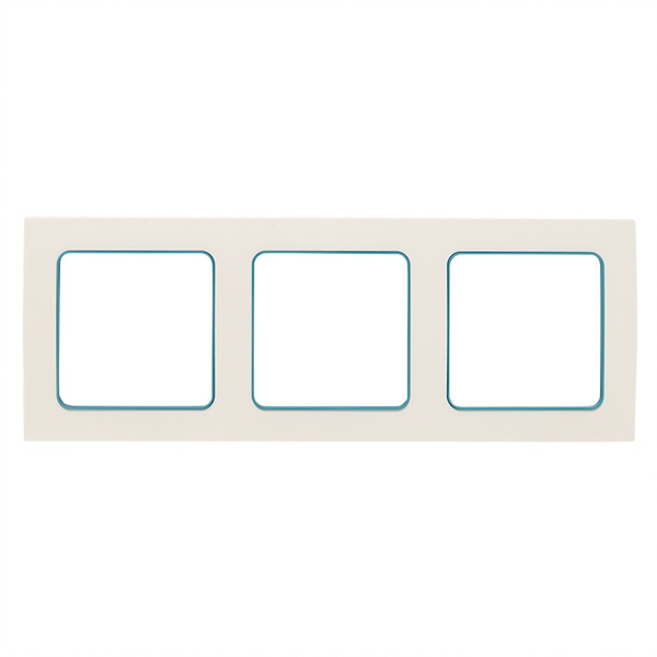 Рамка 3-местная EKF Стокгольм белый с линией цвета синий