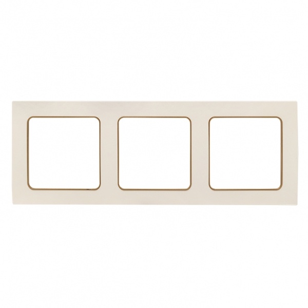 Рамка 3-местная EKF Стокгольм белый с линией цвета шампань