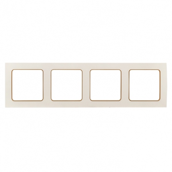 Рамка 4-местная EKF Стокгольм белый с линией цвета шампань