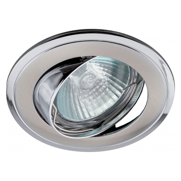 Светильник ЭРА KL22 А SN/CH литой поворотный Двойной контур MR16,12V/220V 50W сатин никель/хром
