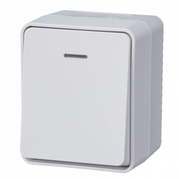 Одноклавишный выключатель с подсветкой открытой установки SE AtlasDesign Profi54 10A IP54 белый