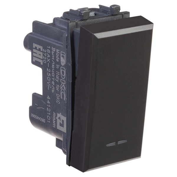 Переключатель одноклавишный модульный DKC Avanti, черный матовый, 1 модуль