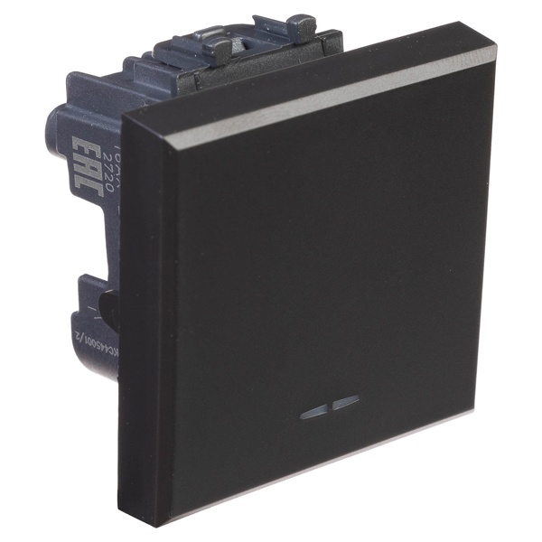 Переключатель одноклавишный модульный DKC Avanti, черный матовый, 2 модуля