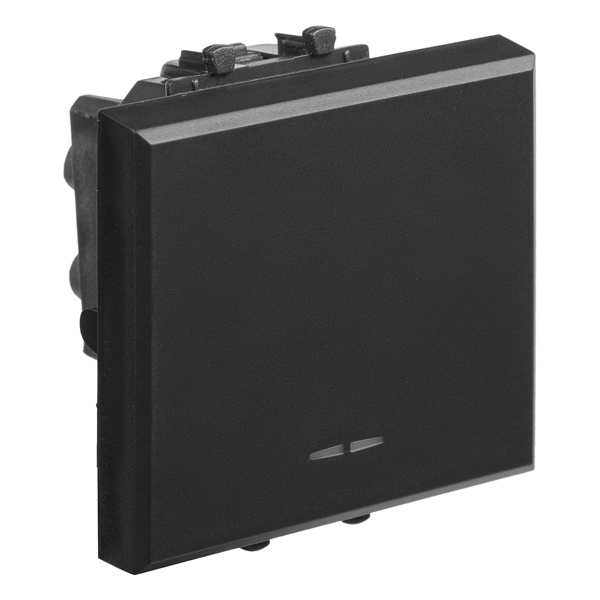 Переключатель с 3-х мест одноклавишный DKC Avanti модульный черный матовый, 2 модуля