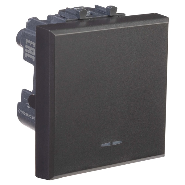 Кнопка одноклавишная модульная DKC Avanti, черный матовый, 2 модуля