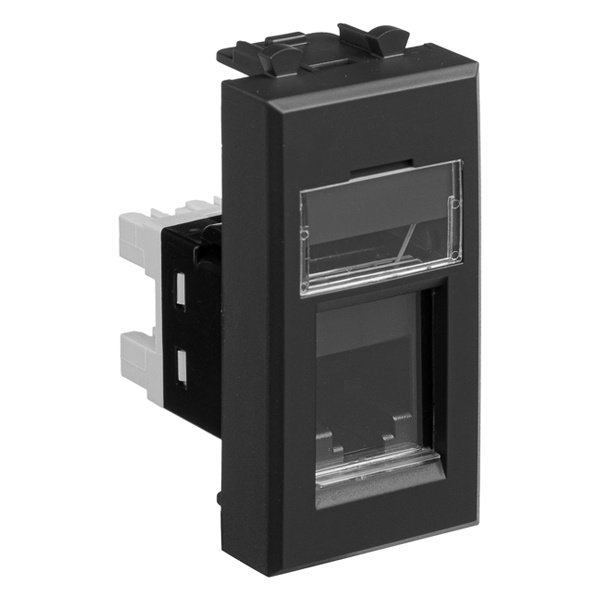 Телефонная розетка RJ-12 Avanti модульная, черный матовый, 1 модуль