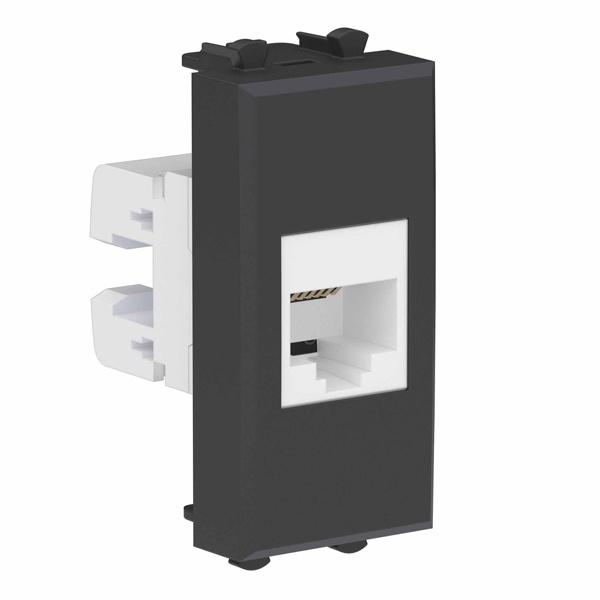 Телефонная розетка RJ-12 Avanti без шторки модульная, черный матовый, 1 модуль