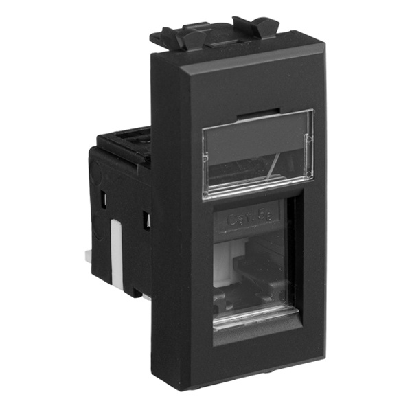 Компьютерная розетка RJ-45 модульная DKC Avanti, кат.5е,, черный матовый, 1 модуль