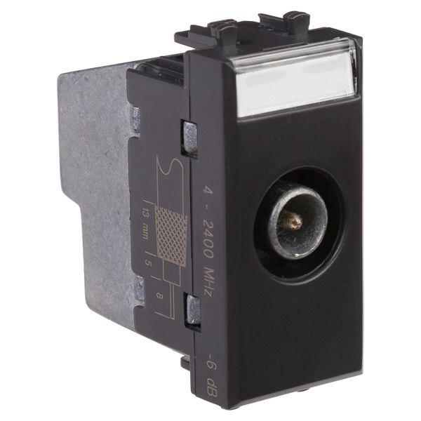 Розетка TV DKC Avanti проходная модульная, черный матовый, 1 модуль