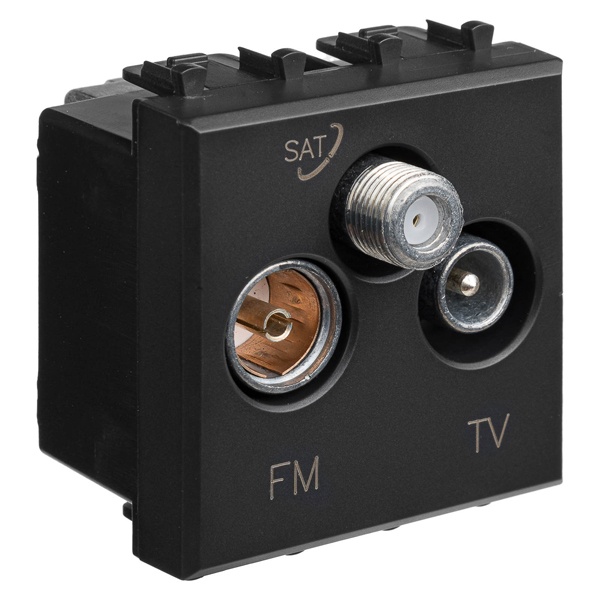 Розетка TV-FM-SAT DKC Avanti модульная, черный матовый, 2 модуля