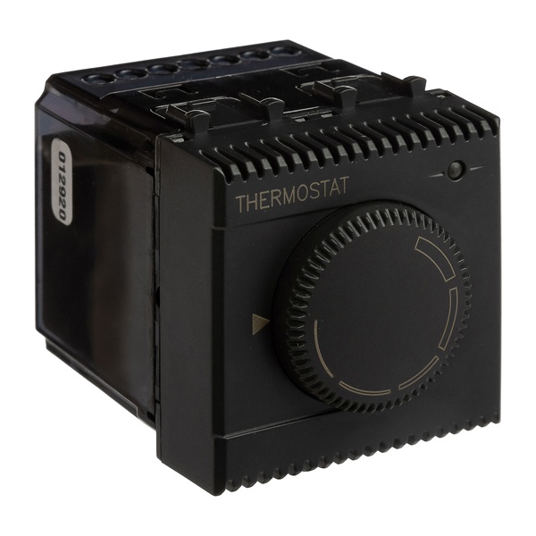 Термостат модульный для теплых полов DKC Avanti с датчиком в комплекте, черный матовый, 2 модуля