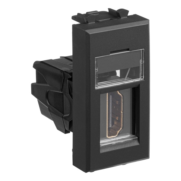 HDMI розетка модульная DKC Avanti тип А-А,, черный матовый, 1 модуль