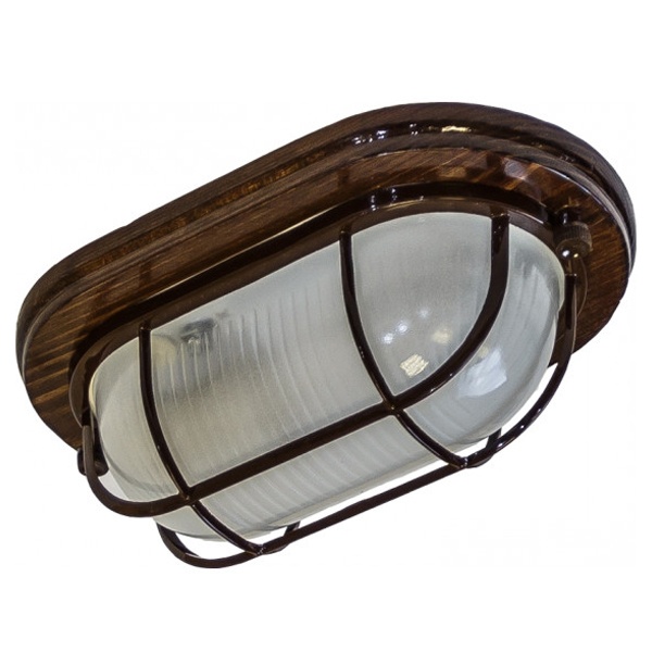 Светильник ЭРА НБО 04-60-022 Орех Кантри дерево/стекло решетка IP54 E27 max60W 232х140 овал