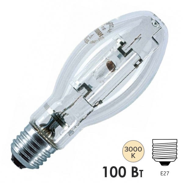 Лампа металлогалогенная Sylvania HSI-M 100W/CL/WDL Е27 3000K 8500lm прозрач ±360° (МГЛ)