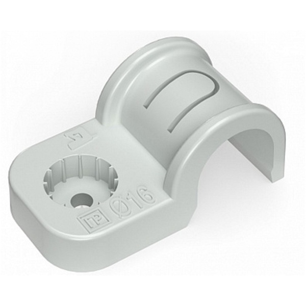 Скоба пластиковая Промрукав односторонняя быстрый монтаж атмосферостойкая серая d16мм [упаковка10шт]