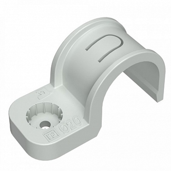 Скоба пластиковая Промрукав односторонняя быстрый монтаж атмосферостойкая серая d20мм [упаковка10шт]