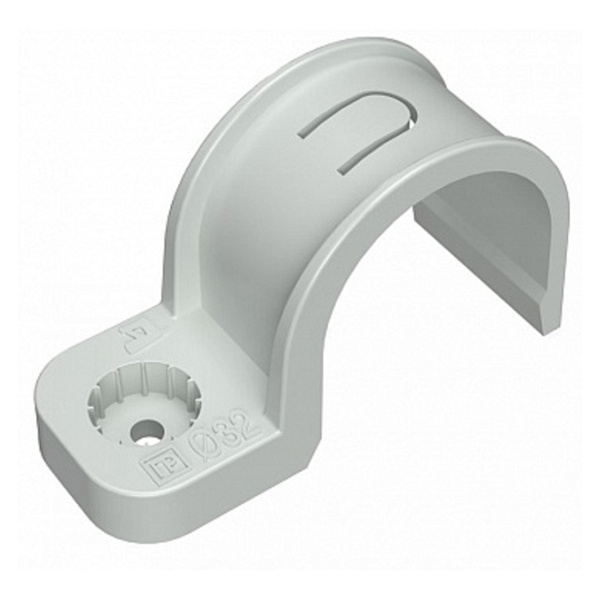 Скоба пластиковая Промрукав односторонняя быстрый монтаж атмосферостойкая серая d32мм [упаковка 5шт]