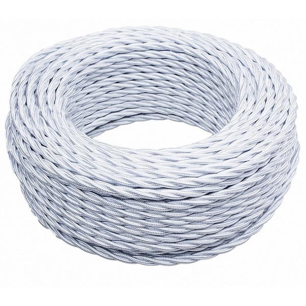 Ретро провод Bironi информационный UTP Cat.5E 4х2х0,52 белый глянец плетеный [бухта 20м]