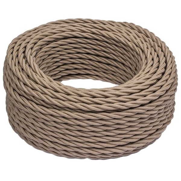 Ретро провод Bironi информационный UTP Cat.5E 4х2х0,52 капучино матовый плетеный [бухта 20м]