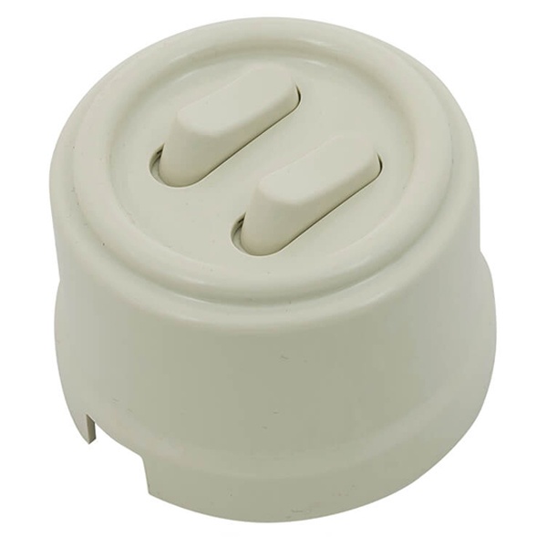 Накладной выключатель 2-клавишный Bironi Лизетта пластик слоновая кость (клавишный Bironi Лизетта) (бежевый)