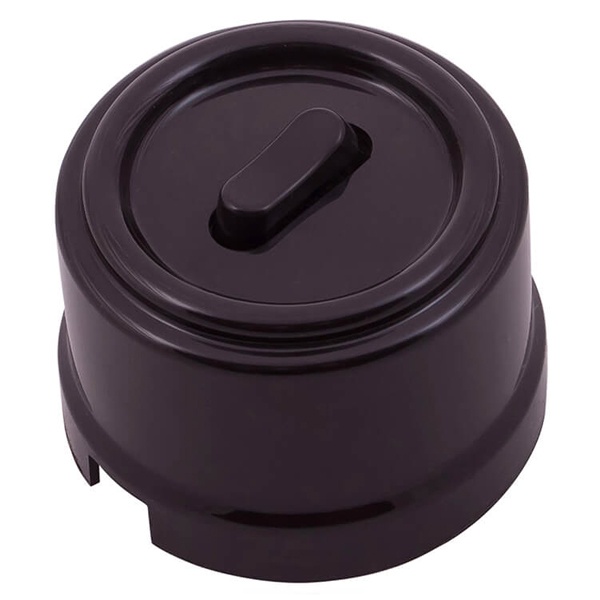 Накладной выключатель 1-клавишный проходной Bironi Лизетта пластик коричневый (клавишный)