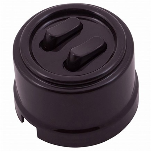 Накладная кнопка 2-клавишная Bironi Лизетта пластик коричневый (клавишный)