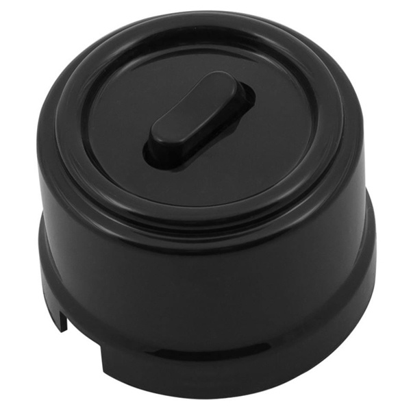 Накладной выключатель 1-клавишный проходной Bironi Лизетта пластик черный (клавишный)