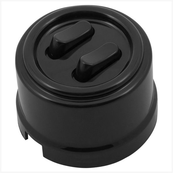 Накладная кнопка 2-клавишная Bironi Лизетта пластик черный (клавишный)