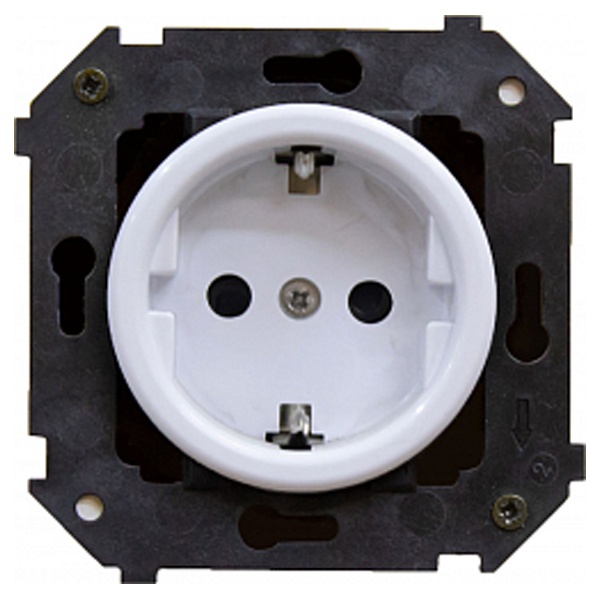 Механизм розетка с заземлением Bironi Шедель (скрытый монтаж), белый