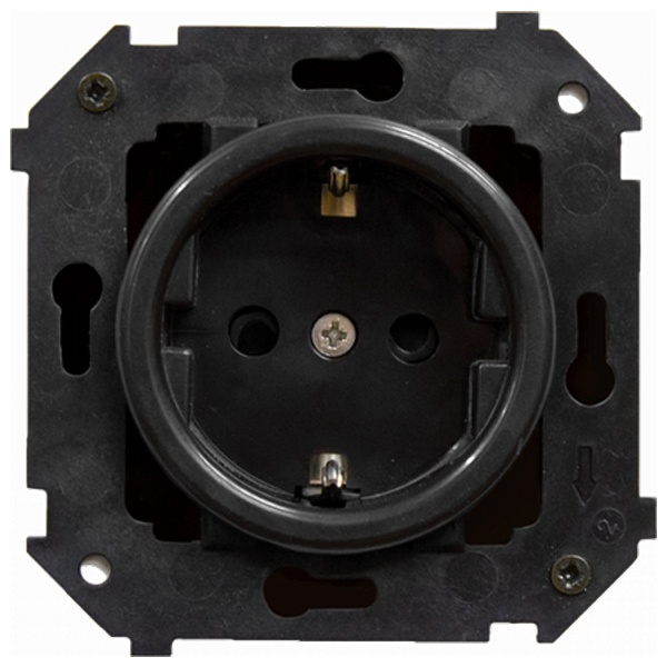 Механизм розетка с/з Bironi Шедель (скрытый монтаж), черный