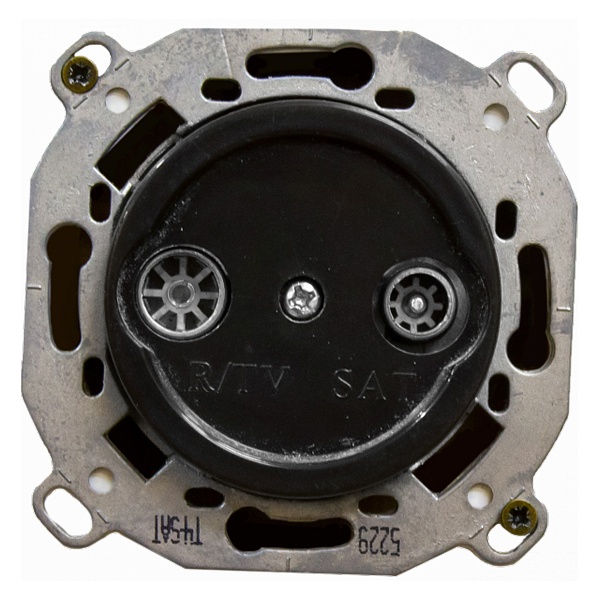 Розетка TV/R-SAT проходная (скрытый монтаж) Bironi Шедель, черный