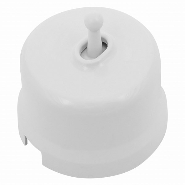 Накладной выключатель 1-клавишный перекрестный Bironi Лизетта пластик белый (тумблерный)