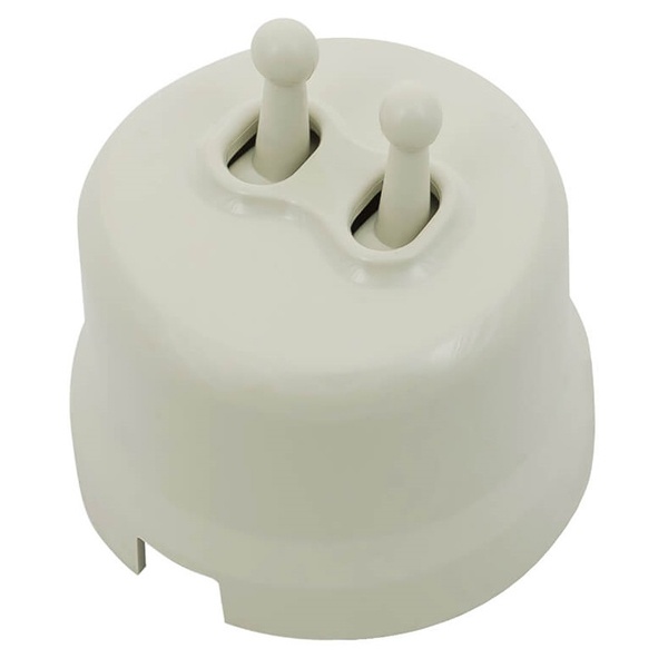 Накладная кнопка 2-тумблерная Bironi Лизетта пластик слоновая кость (тумблерный) (бежевый)