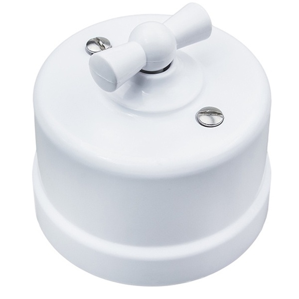 Накладной выключатель 1-клавишный Bironi Лизетта пластик белый