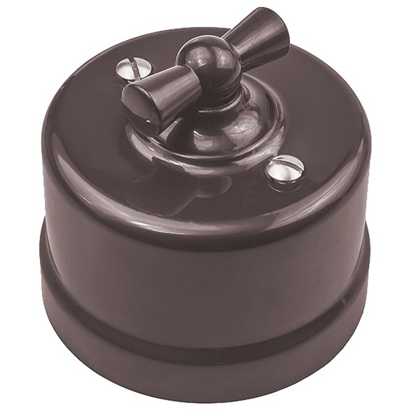 Накладной выключатель 1-клавишный Bironi Лизетта пластик коричневый