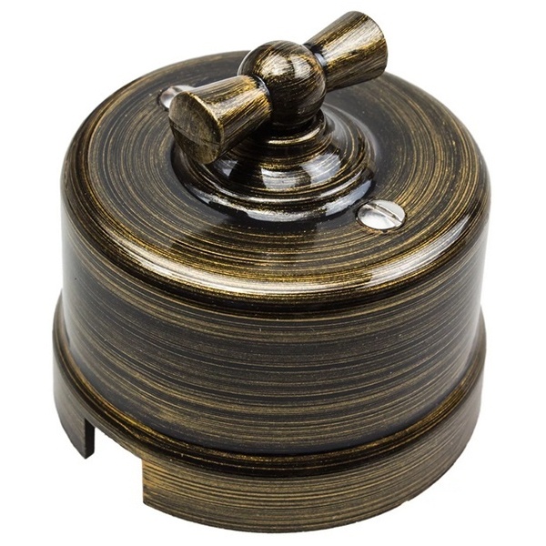 Накладной выключатель 1-клавишный Bironi Лизетта пластик бронза