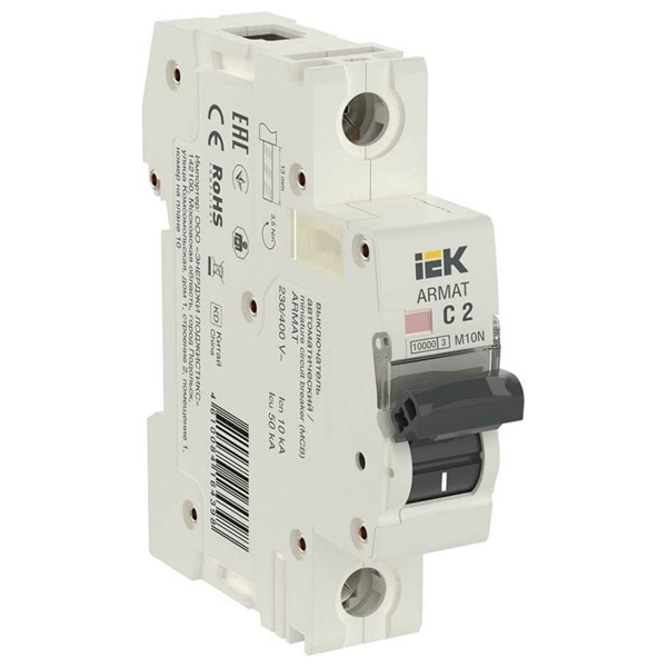 Автоматический выключатель ИЭК ARMAT M10N 1Р 2А 10кА характеристика С (автомат электрический)