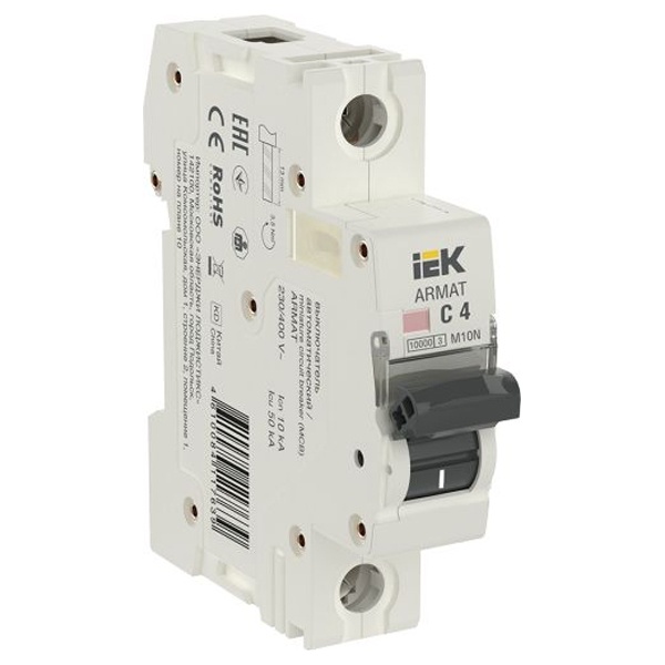 Автоматический выключатель ИЭК ARMAT M10N 1Р 4А 10кА характеристика С (автомат электрический)