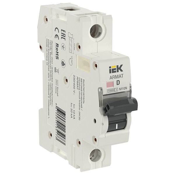 Автоматический выключатель ИЭК ARMAT M10N 1Р 2А 10кА характеристика D (автомат электрический)
