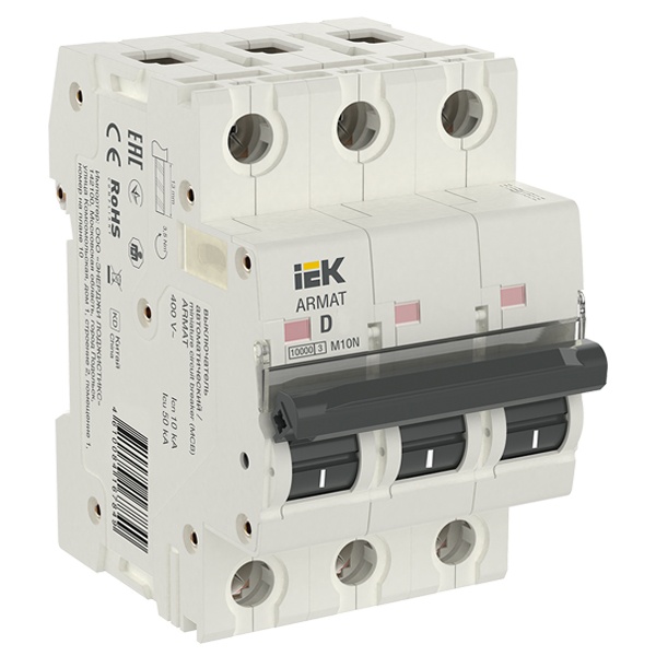 Автоматический выключатель ИЭК ARMAT M10N 3Р 25А 10кА характеристика D (автомат электрический)