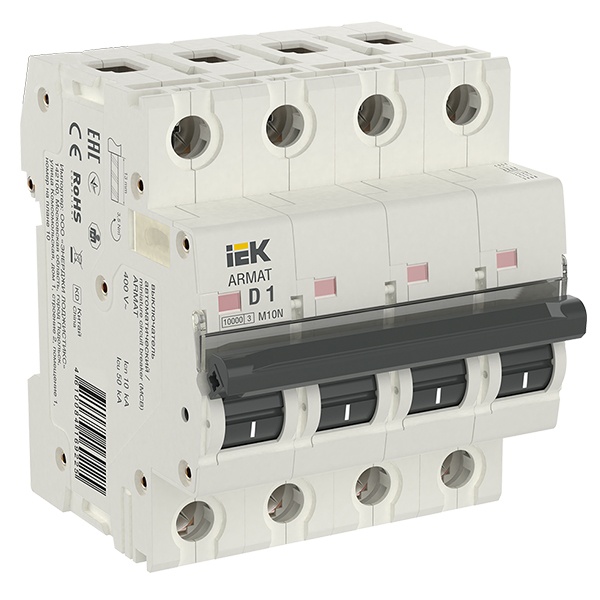 Автоматический выключатель ИЭК ARMAT M10N 4Р 1А 10кА характеристика D (автомат электрический)