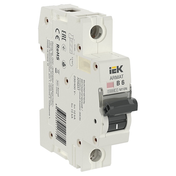 Автоматический выключатель ИЭК ARMAT M10N 1Р 6А 10кА характеристика B (автомат электрический)