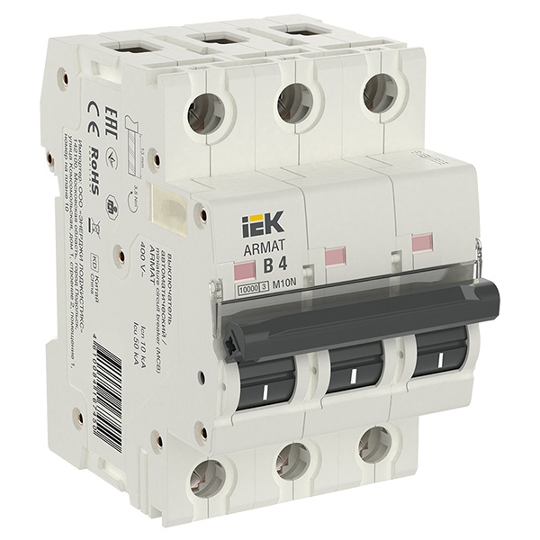 Автоматический выключатель ИЭК ARMAT M10N 3Р 4А 10кА характеристика B (автомат электрический)