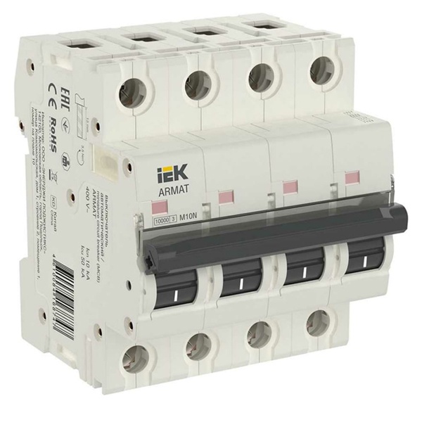 Автоматический выключатель ИЭК ARMAT M10N 4Р 10А 10кА характеристика B (автомат электрический)