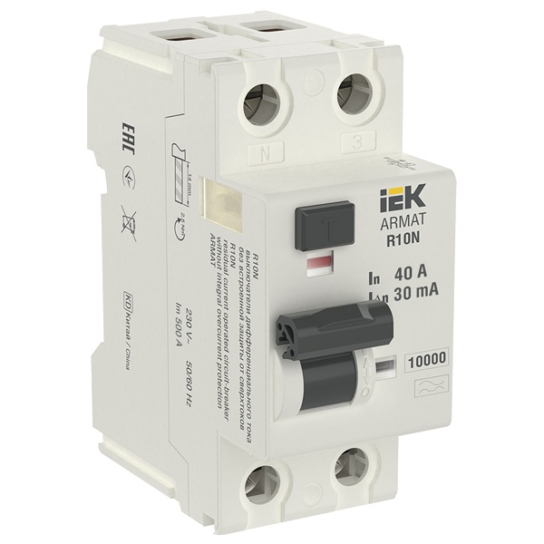 УЗО ИЭК ARMAT R10N 2P 40А 30мА тип A (ВДТ)