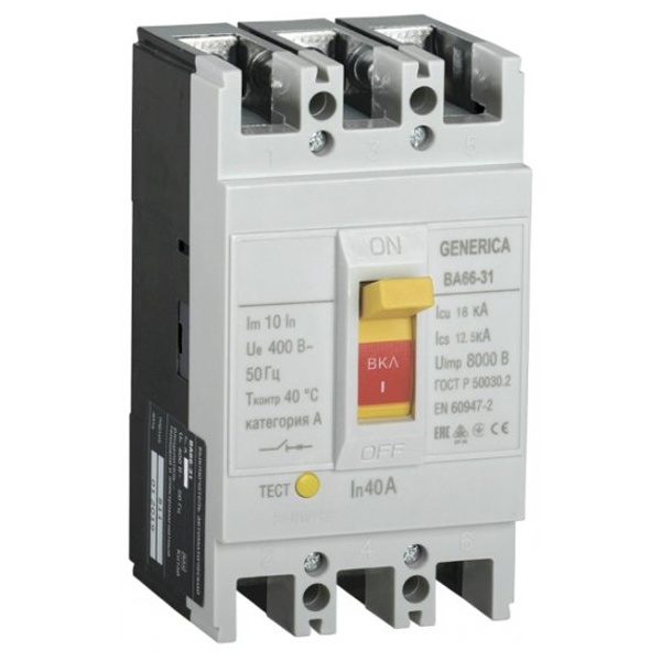 Автоматический выключатель Generica (ИЭК) ВА66-31 3Р 40А 18кА (автомат электрический)