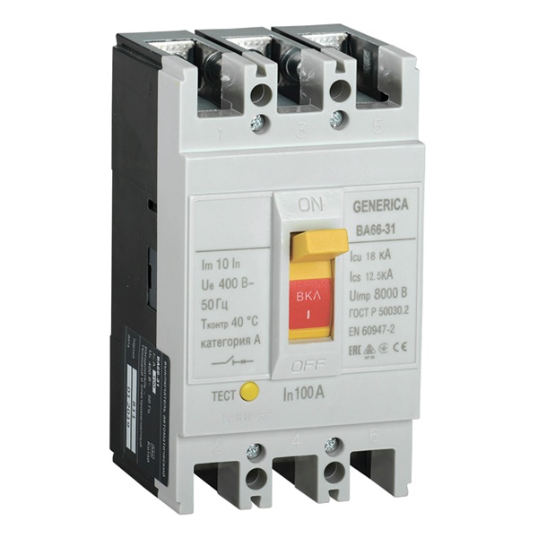 Автоматический выключатель Generica (ИЭК) ВА66-31 3Р 100А 18кА (автомат электрический)