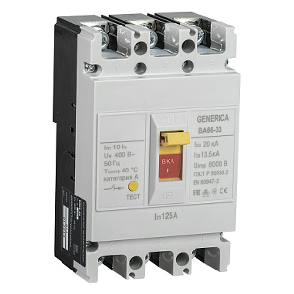 Автоматический выключатель Generica (ИЭК) ВА66-33 3Р 125А 20кА (автомат электрический)