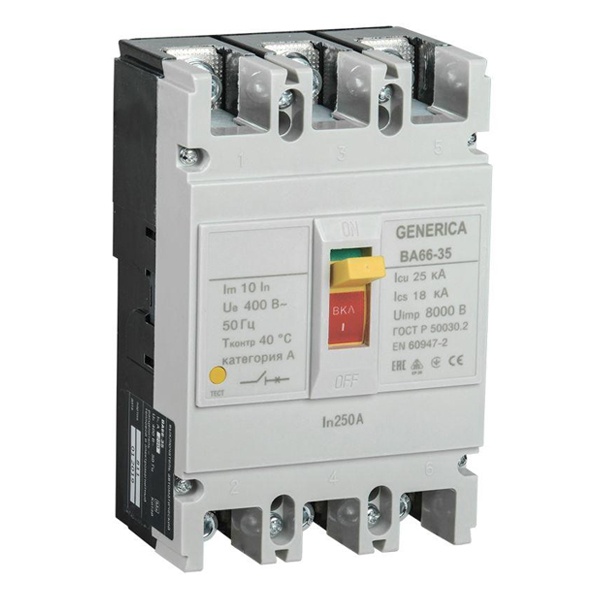 Автоматический выключатель Generica (ИЭК) ВА66-35 3Р 250А 25кА (автомат электрический)