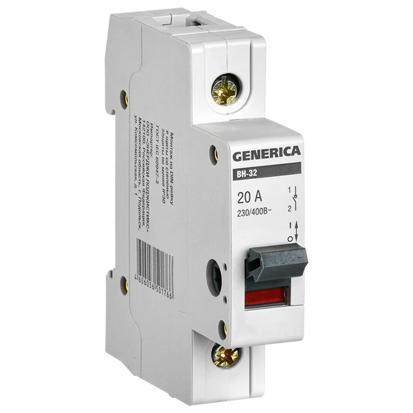 Рубильник модульный Generica (ИЭК) ВН-32 1P 20А однофазный (выключатель нагрузки)